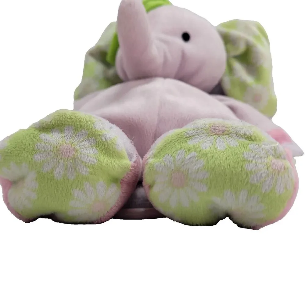 Carters Musical Crib Pull Toy Elephant Plush Purple flower power daisies twinkle